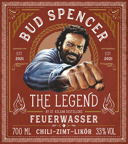 Wildwest Likör Bud Spencer Feuerwasser Etikett