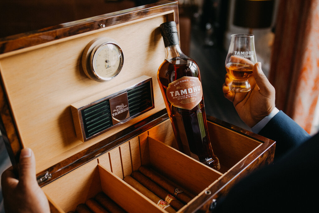 Tamdhu celebrates the launch of its new Cigar Malt with a unique humidor inspired by its sherry seasoned casks