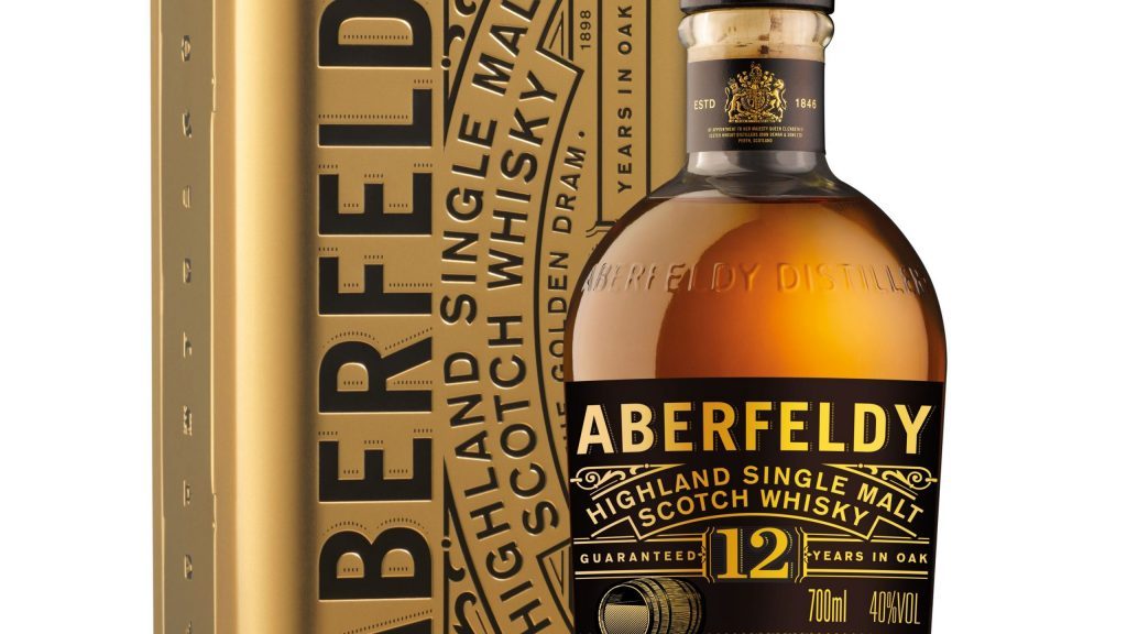 ABERFELDY 12 YEAR OLD SINGLE MALT HIGHLAND WHISKY GOLD BAR GIFT TIN